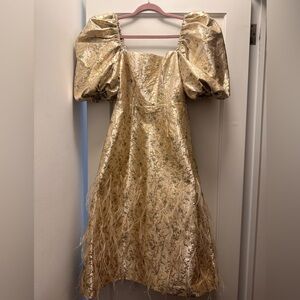 Antonio Melani x Nicola Bathie Claire Metallic Floral Jacquard Print Dress